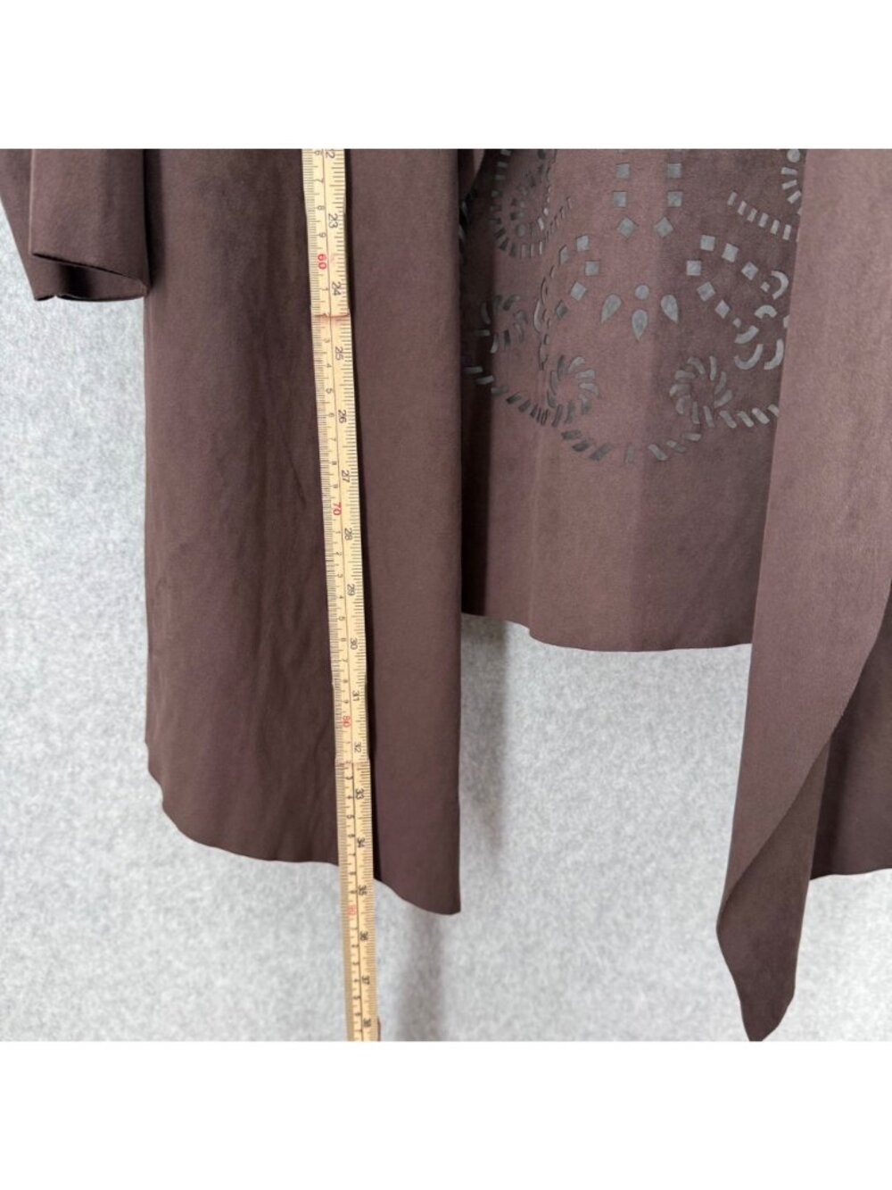 Soft Surroundings Robin Open Front Cardigan Jacket Size S Brown Faux Suede - Picture 9 of 10